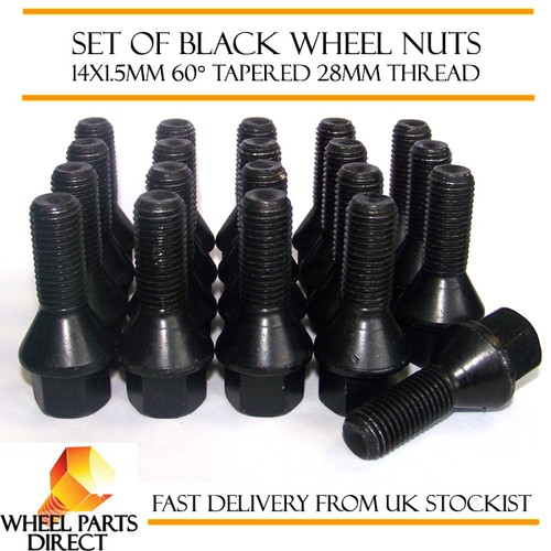 Alloy wheel bolts black - black, (25)