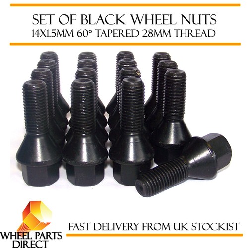 Alloy wheel bolts black - wheel, (16)